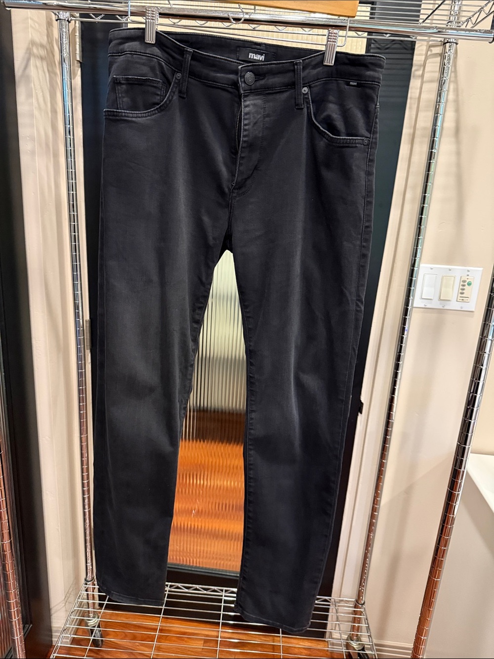 Mavi Zach Straight Leg Jeans Black 36x34 Stretch Denim Mens